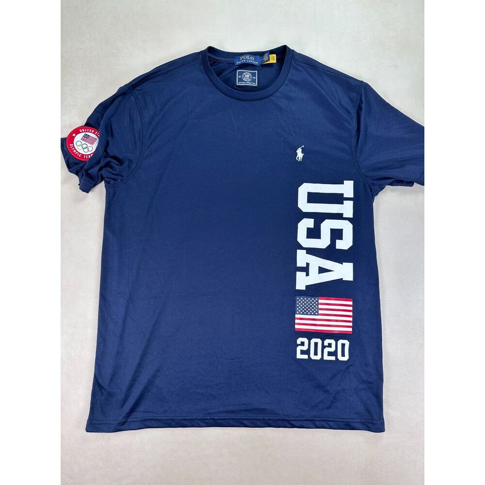Polo Ralph Lauren Team USA 2020 Olympic T-Shirt Navy Pony Logo Men's Medium